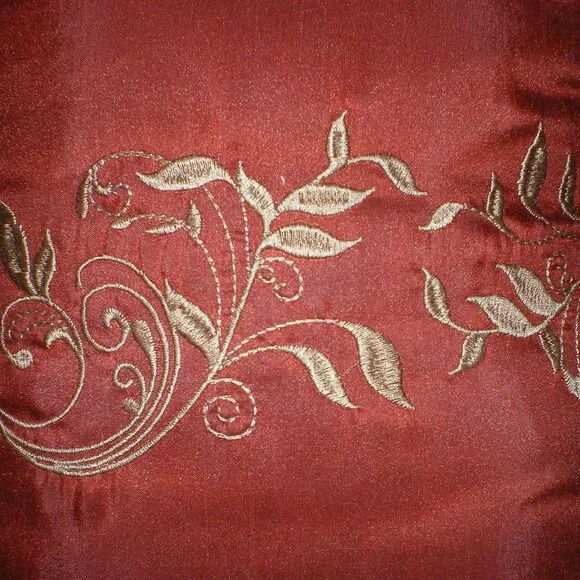 Embroidered Design Rectangular Accent Throw Pillow Piping Trim - Picture 3 of 3